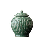 Ceramic General Jar Celadon Relief Ceramic Tea Pot  Storage Sealed Tank Home Furnishing Decoration Tea Storage Container - Grand Goldman