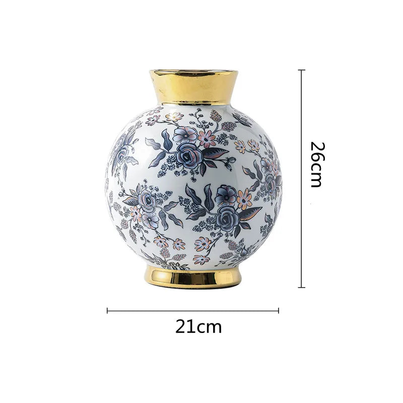 Ceramic General Jar Chinese Vintage Bottle Storage Jar Flower Vase Tall Flower Pot Porcelain Ginger Jar Handicraft Ornaments - Grand Goldman