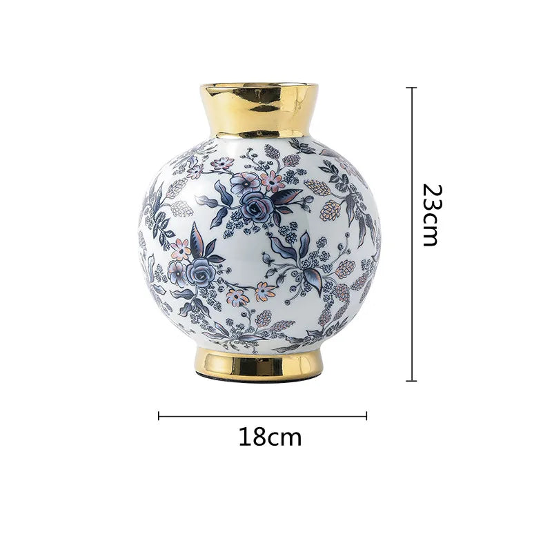 Ceramic General Jar Chinese Vintage Bottle Storage Jar Flower Vase Tall Flower Pot Porcelain Ginger Jar Handicraft Ornaments - Grand Goldman