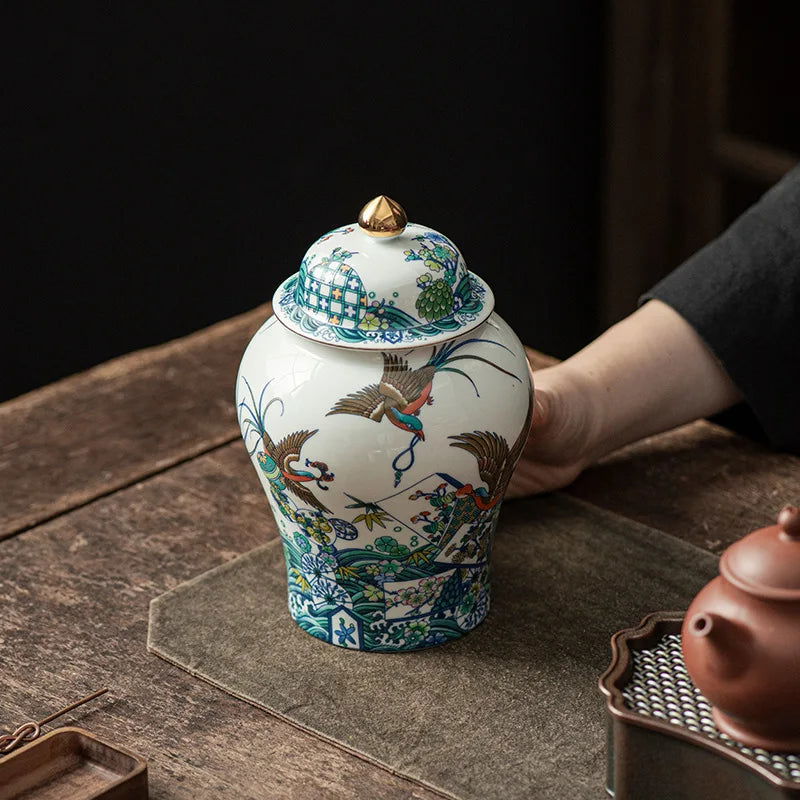 Ceramic General Jar Chinese Vintage Bottle Tea Pot  Kitchen Container Store Ornaments Home Furnishing Decoration Tin Can - Grand Goldman