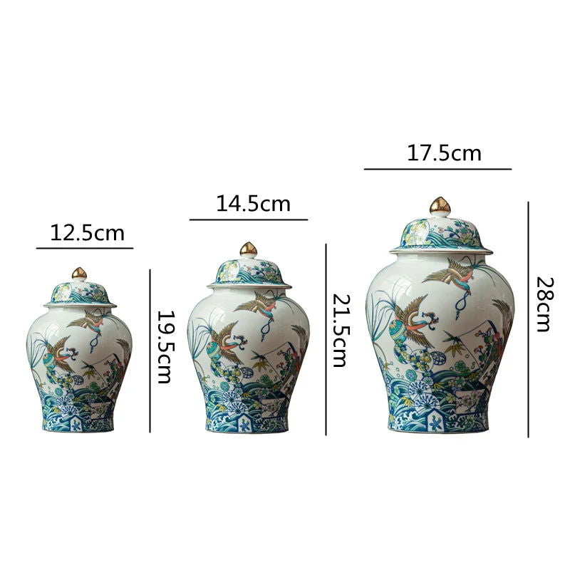 Ceramic General Jar Chinese Vintage Bottle Tea Pot  Kitchen Container Store Ornaments Home Furnishing Decoration Tin Can - Grand Goldman