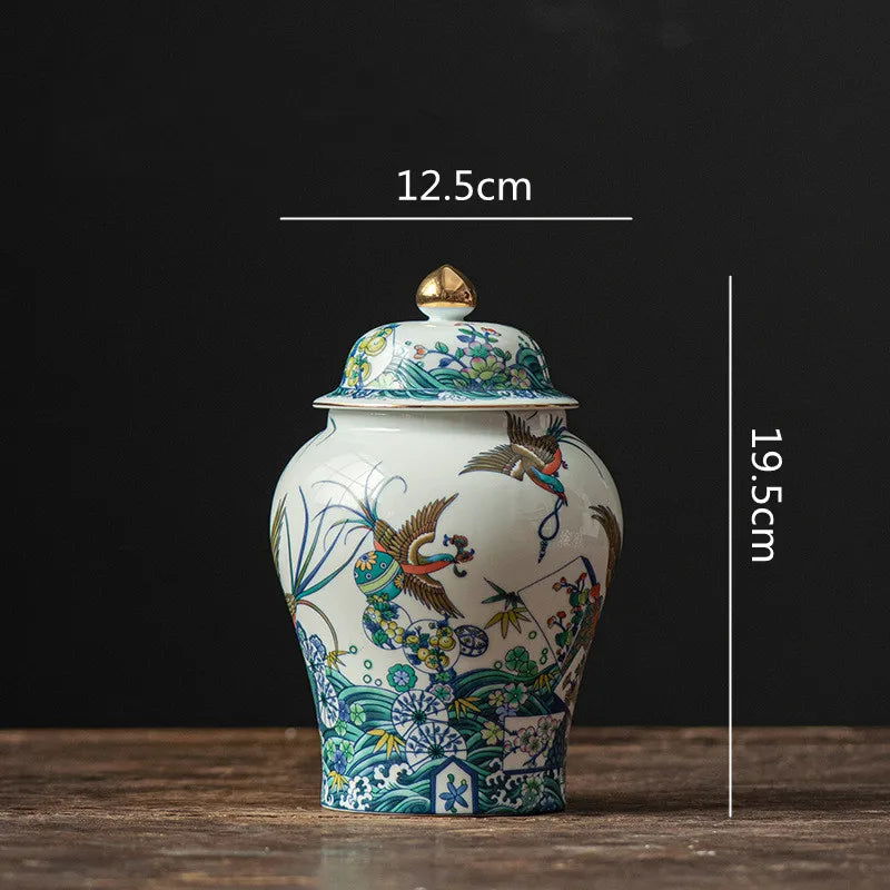 Ceramic General Jar Chinese Vintage Bottle Tea Pot  Kitchen Container Store Ornaments Home Furnishing Decoration Tin Can - Grand Goldman