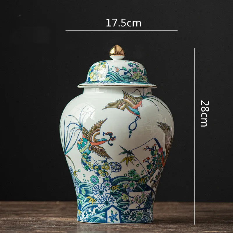 Ceramic General Jar Chinese Vintage Bottle Tea Pot  Kitchen Container Store Ornaments Home Furnishing Decoration Tin Can - Grand Goldman