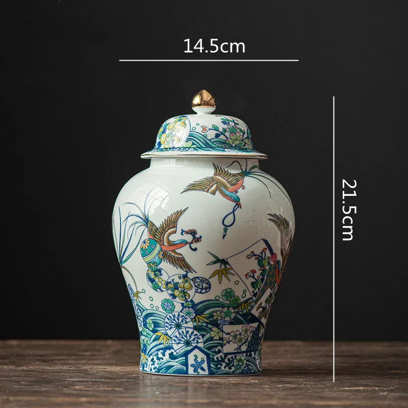 Ceramic General Jar Chinese Vintage Bottle Tea Pot  Kitchen Container Store Ornaments Home Furnishing Decoration Tin Can - Grand Goldman
