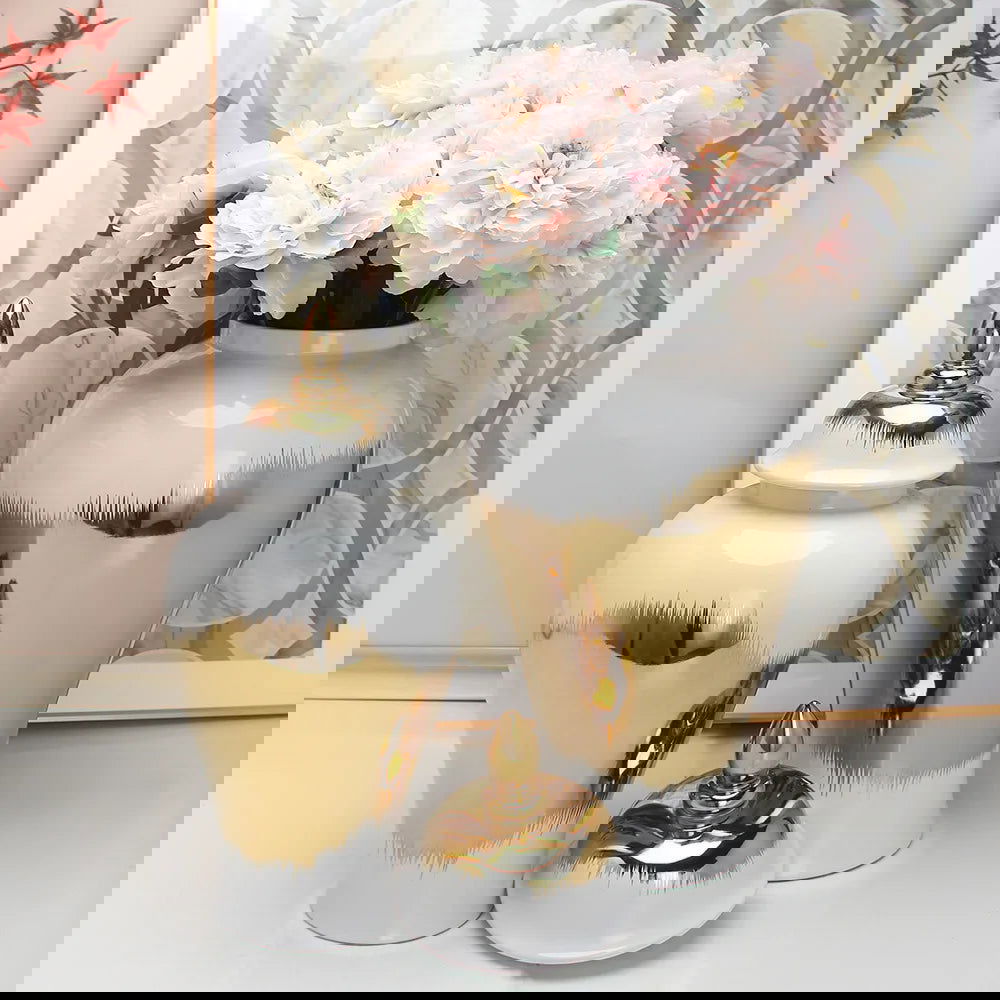 Ceramic General Jar Gold Pattern Porcelain Ginger Pot Storage Tank Flower Vase Home Furnishing Decoration Gold Vintage Bottle - Grand Goldman