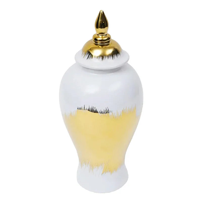 Ceramic General Jar Gold Pattern Porcelain Ginger Pot Storage Tank Flower Vase Home Furnishing Decoration Gold Vintage Bottle - Grand Goldman