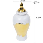 Ceramic General Jar Gold Pattern Porcelain Ginger Pot Storage Tank Flower Vase Home Furnishing Decoration Gold Vintage Bottle - Grand Goldman