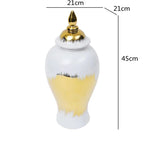 Ceramic General Jar Gold Pattern Porcelain Ginger Pot Storage Tank Flower Vase Home Furnishing Decoration Gold Vintage Bottle - Grand Goldman