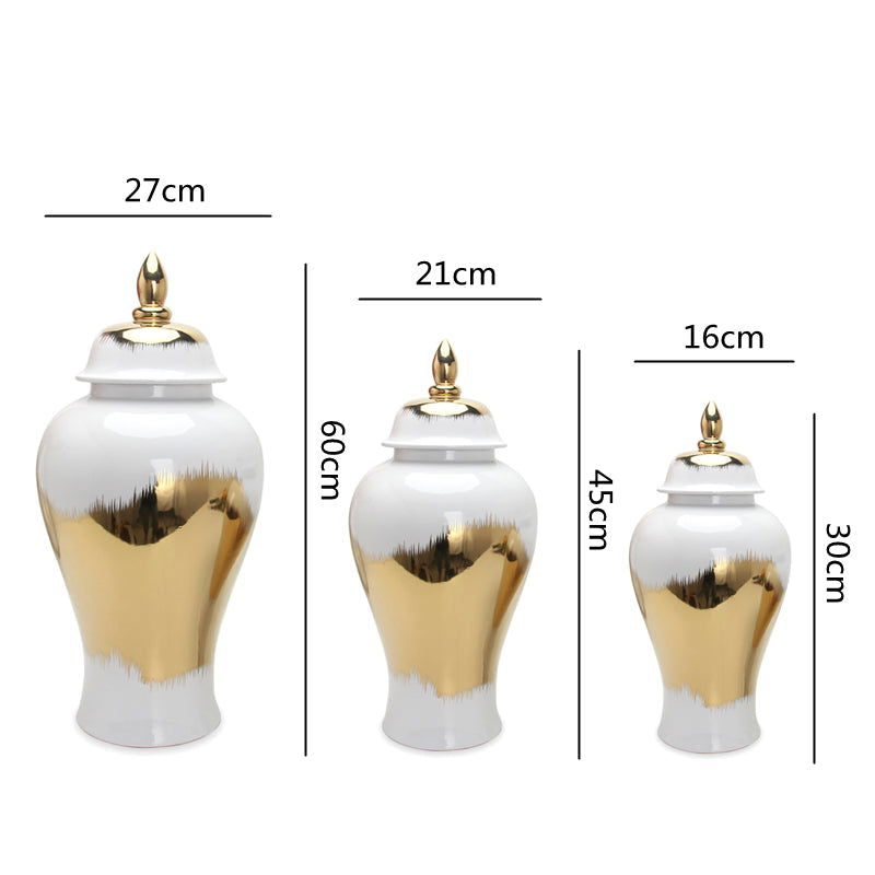 Ceramic General Jar Gold Pattern Porcelain Ginger Pot Storage Tank Flower Vase Home Furnishing Decoration Gold Vintage Bottle - Grand Goldman