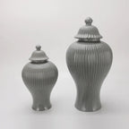 Ceramic General Jar Porcelain Ginger Jar Stripe Sealed Tea Storage Tank with Lid Ceramic Handicraft Ornaments Home Decoration - Grand Goldman