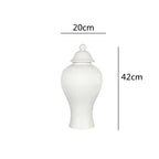 Ceramic General Jar Porcelain Ginger Jar Stripe Sealed Tea Storage Tank with Lid Ceramic Handicraft Ornaments Home Decoration - Grand Goldman