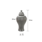 Ceramic General Jar Porcelain Ginger Jar Stripe Sealed Tea Storage Tank with Lid Ceramic Handicraft Ornaments Home Decoration - Grand Goldman