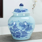 Ceramic General Jar Tea Canister Hand Painted Blue and White Storage Tank Chinese Retro Flower Vase Ginger Jar Home Decoration - Grand Goldman