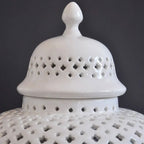 Ceramic Ginger Jar Handmade Hollow Out Retro General Jar Porcelain Storage Tank Art Decorative Tank Vase Home Decoration - Grand Goldman