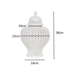 Ceramic Ginger Jar Handmade Hollow Out Retro General Jar Porcelain Storage Tank Art Decorative Tank Vase Home Decoration - Grand Goldman