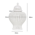 Ceramic Ginger Jar Handmade Hollow Out Retro General Jar Porcelain Storage Tank Art Decorative Tank Vase Home Decoration - Grand Goldman