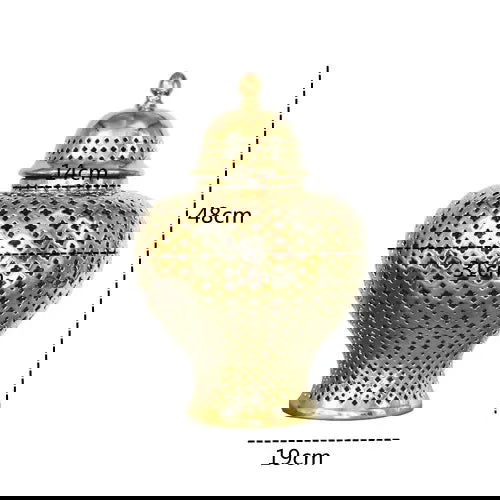 Ceramic Ginger Jar Handmade Hollow Out Retro General Jar Porcelain Storage Tank Art Decorative Tank Vase Home Decoration - Grand Goldman