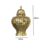 Ceramic Ginger Jar Handmade Hollow Out Retro General Jar Porcelain Storage Tank Art Decorative Tank Vase Home Decoration - Grand Goldman