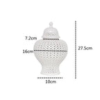 Ceramic Ginger Jar Handmade Hollow Out Retro General Jar Porcelain Storage Tank Art Decorative Tank Vase Home Decoration - Grand Goldman