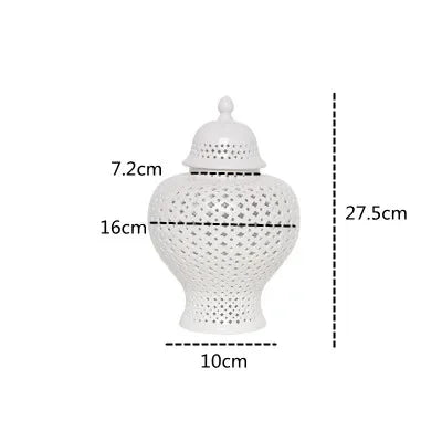 Ceramic Ginger Jar Handmade Hollow Out Retro General Jar Porcelain Storage Tank Art Decorative Tank Vase Home Decoration - Grand Goldman