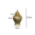 Ceramic Ginger Jar Handmade Hollow Out Retro General Jar Porcelain Storage Tank Art Decorative Tank Vase Home Decoration - Grand Goldman