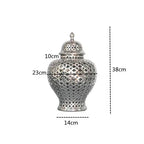 Ceramic Ginger Jar Handmade Hollow Out Retro General Jar Porcelain Storage Tank Art Decorative Tank Vase Home Decoration - Grand Goldman