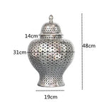 Ceramic Ginger Jar Handmade Hollow Out Retro General Jar Porcelain Storage Tank Art Decorative Tank Vase Home Decoration - Grand Goldman