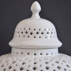 Ceramic Ginger Jar Handmade Hollow Out Retro General Jar Porcelain Storage Tank Art Decorative Tank Vase Home Decoration - Grand Goldman