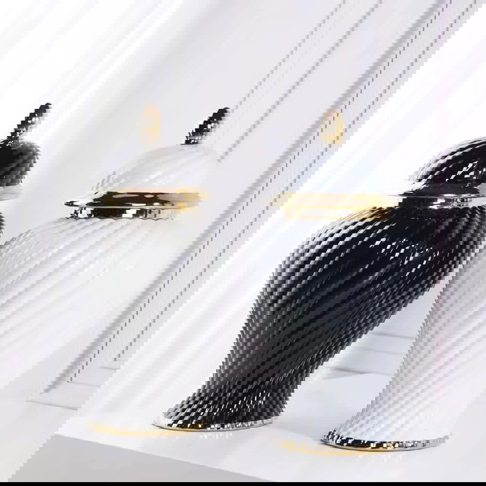 Ceramic Ginger Jar Spiral Pattern General Can Sealed Storage Tank Flower Vase Hand-made Porcelain Vase Home Decoration - Grand Goldman