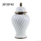 Ceramic Ginger Jar Spiral Pattern General Can Sealed Storage Tank Flower Vase Hand-made Porcelain Vase Home Decoration - Grand Goldman