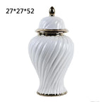 Ceramic Ginger Jar Spiral Pattern General Can Sealed Storage Tank Flower Vase Hand-made Porcelain Vase Home Decoration - Grand Goldman