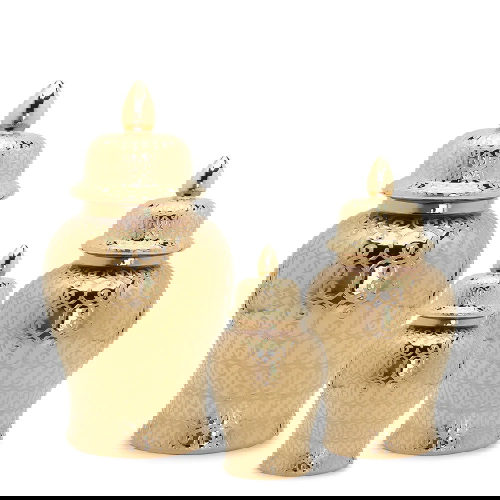 Ceramic Gold Handmade General Jar Ceramic candy storage jar Art Decorative Tank Totem Pattern flower vase Home Decoration - Grand Goldman