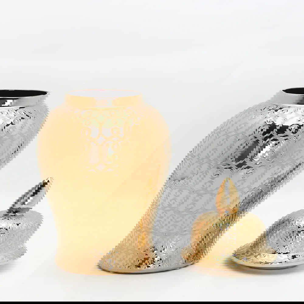 Ceramic Gold Handmade General Jar Ceramic candy storage jar Art Decorative Tank Totem Pattern flower vase Home Decoration - Grand Goldman