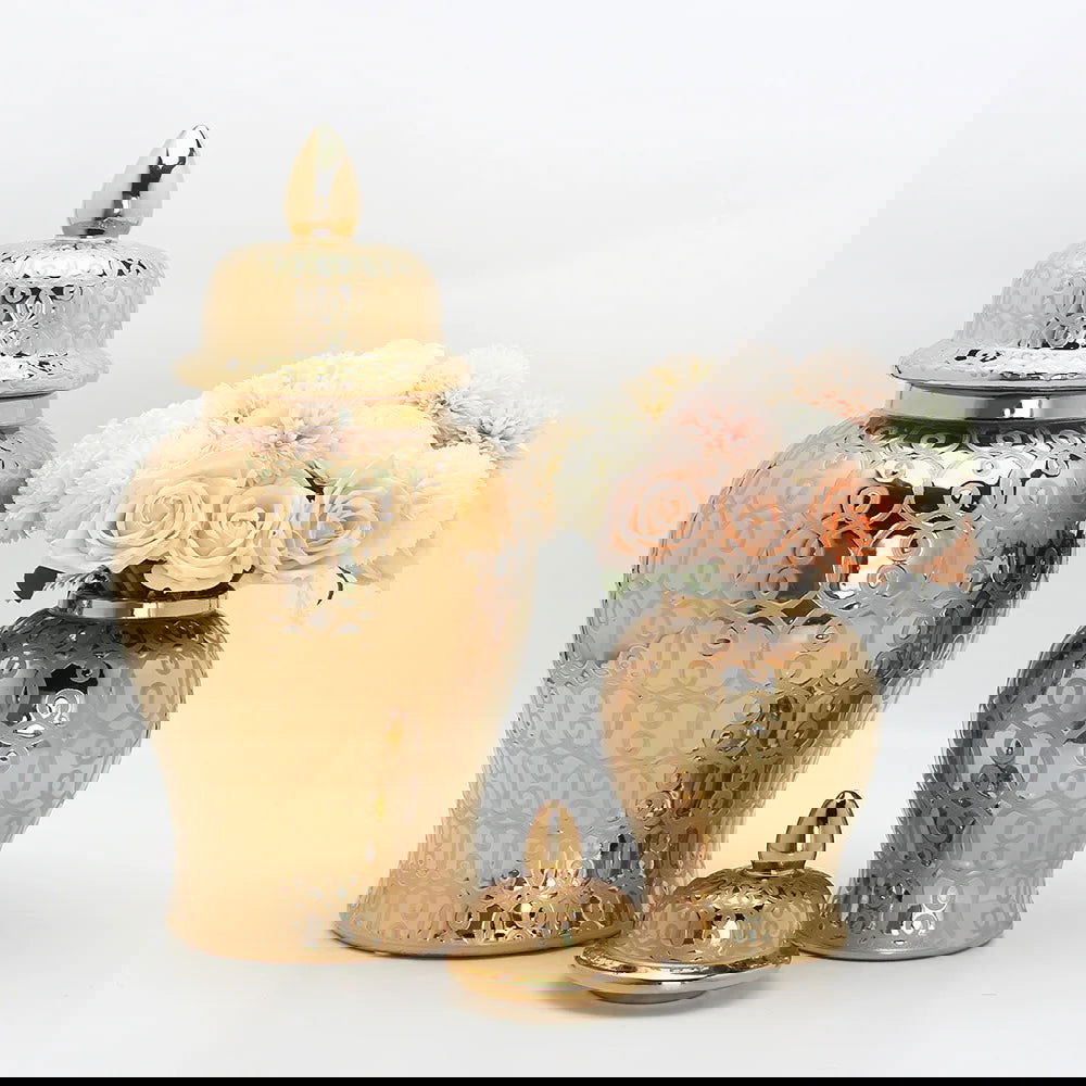 Ceramic Gold Handmade General Jar Ceramic candy storage jar Art Decorative Tank Totem Pattern flower vase Home Decoration - Grand Goldman