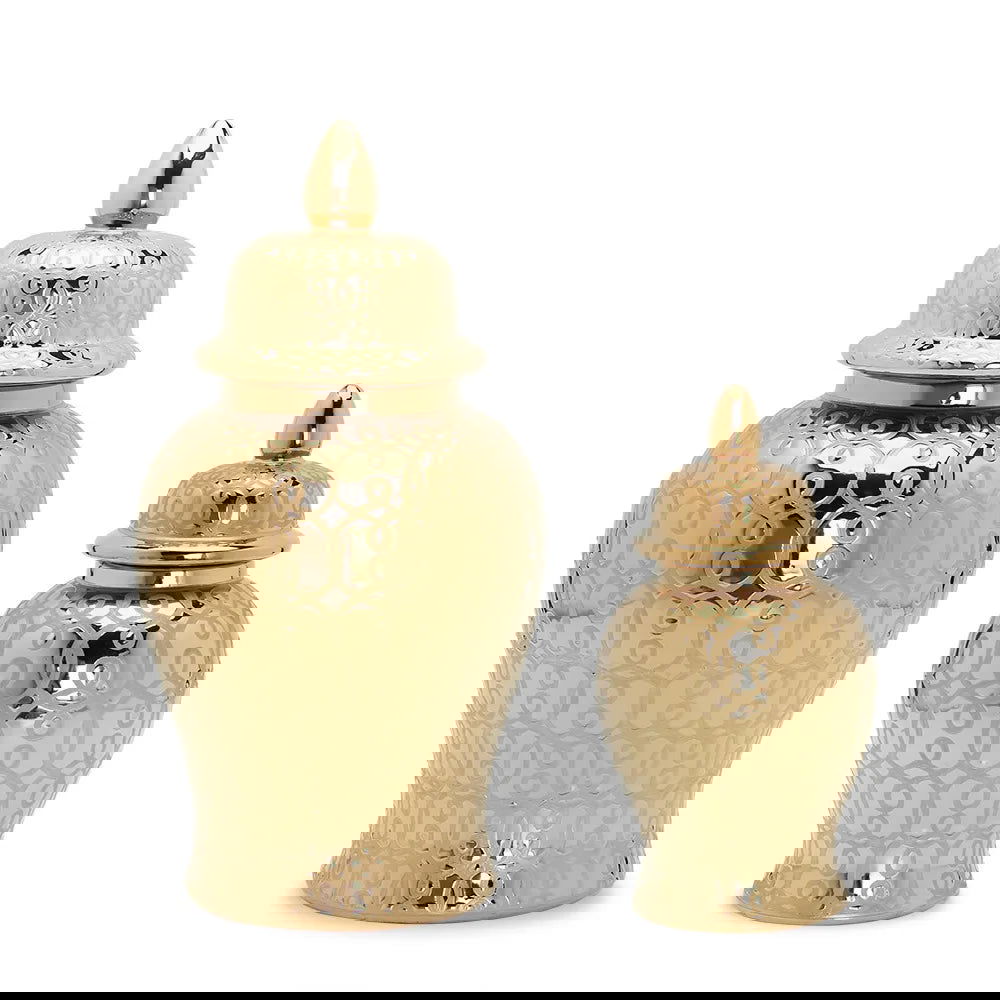 Ceramic Gold Handmade General Jar Ceramic candy storage jar Art Decorative Tank Totem Pattern flower vase Home Decoration - Grand Goldman