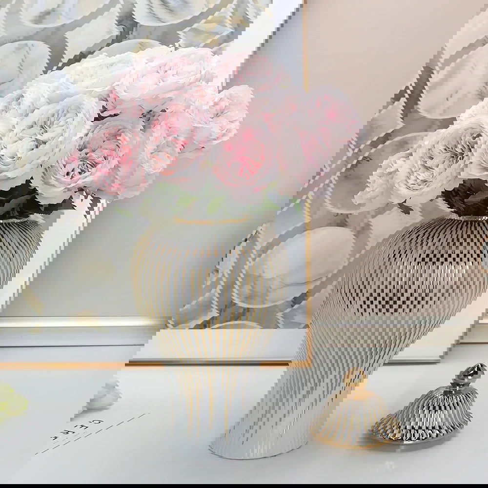 Ceramic Golden General Jar Ginger Jar Candy Storage Jar with Lid Vase Porcelain Crafts Art Decorative Tank Home Decoration - Grand Goldman