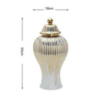 Ceramic Golden General Jar Ginger Jar Candy Storage Jar with Lid Vase Porcelain Crafts Art Decorative Tank Home Decoration - Grand Goldman