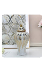 Ceramic Golden General Jar Ginger Jar Candy Storage Jar with Lid Vase Porcelain Crafts Art Decorative Tank Home Decoration - Grand Goldman