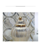 Ceramic Golden General Jar Ginger Jar Candy Storage Jar with Lid Vase Porcelain Crafts Art Decorative Tank Home Decoration - Grand Goldman