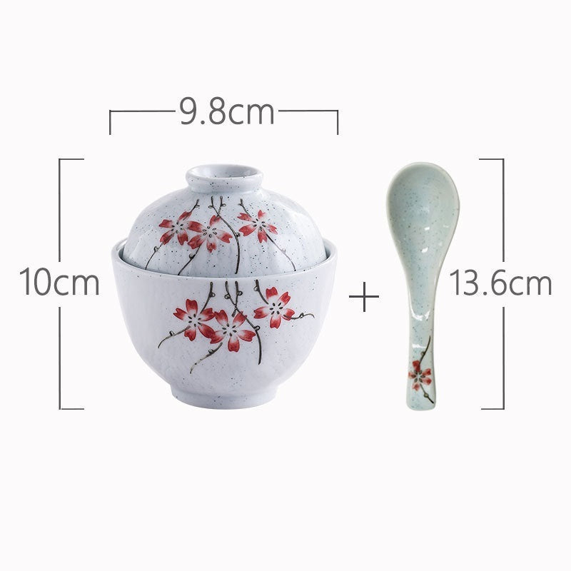 Ceramic Hand-painted 4-inch Japanese Stew Bowl With Cover - Grand Goldman