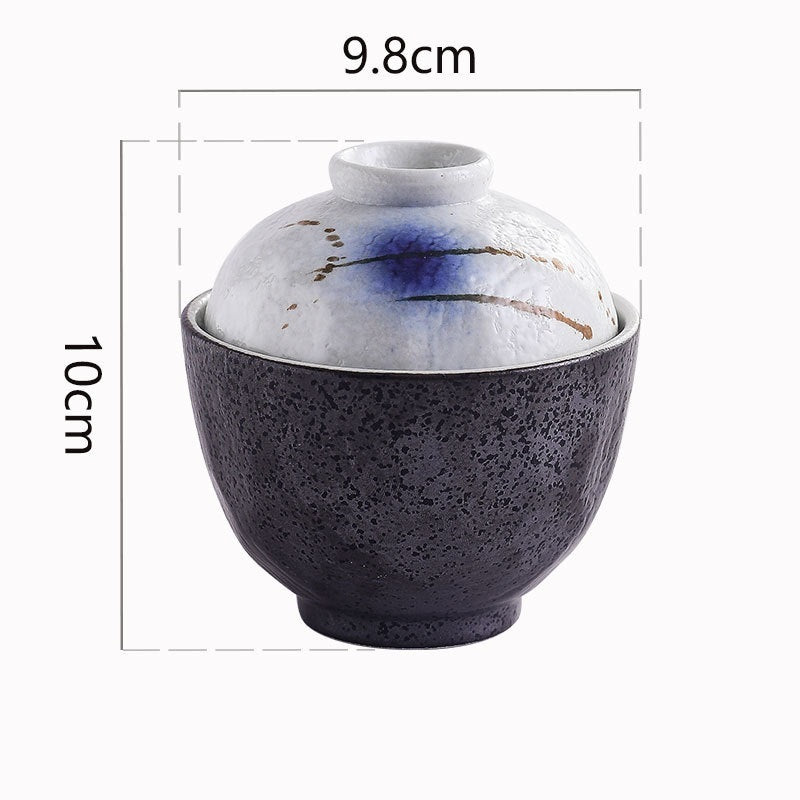 Ceramic Hand-painted 4-inch Japanese Stew Bowl With Cover - Grand Goldman