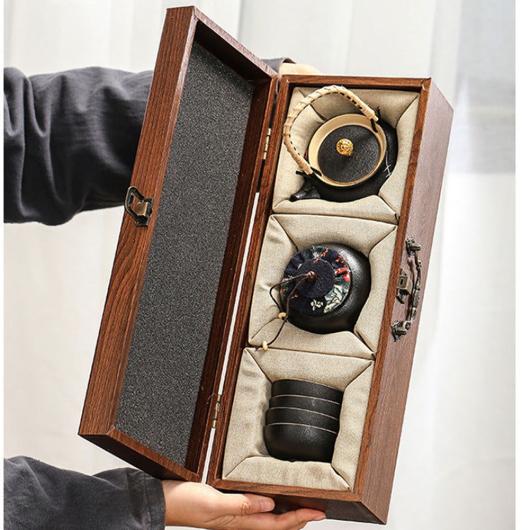 Ceramic Kung Fu Tea Set Black Pottery Liang Xishi Pot - Grand Goldman