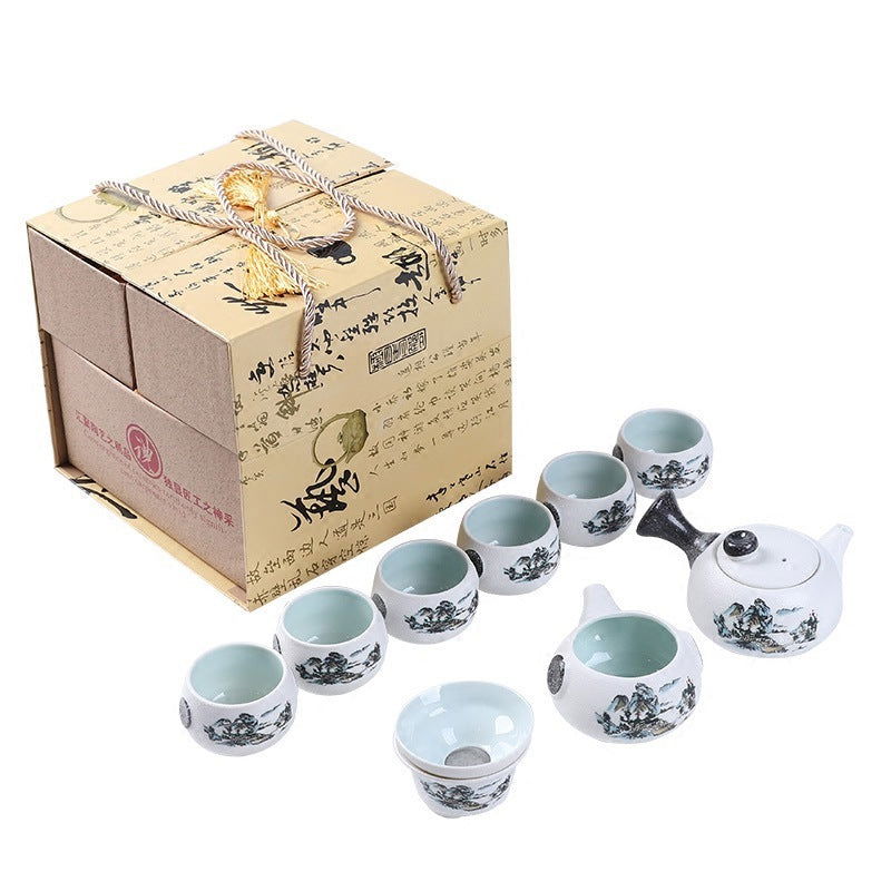 Ceramic Kung Fu tea set with snowflake glaze - Grand Goldman