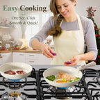 Ceramic Nonstick Pots and Pans Set 19 Piece with Detachable Handle, Induction Dishwasher Oven Safe Cookware Set, RV Kicthen Set Removable Handle, Mocca Taupe - Grand Goldman