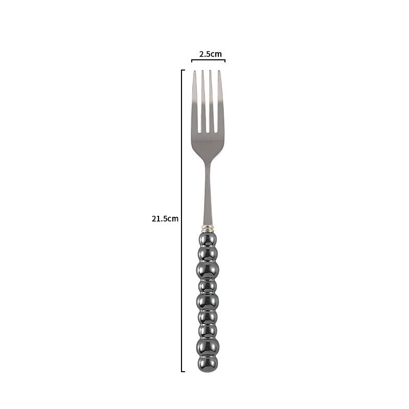 Ceramic Pearl Handle Knife Fork And Spoon Household Eating Soup Spoon Western Foodsteak Knife And Fork - Grand Goldman