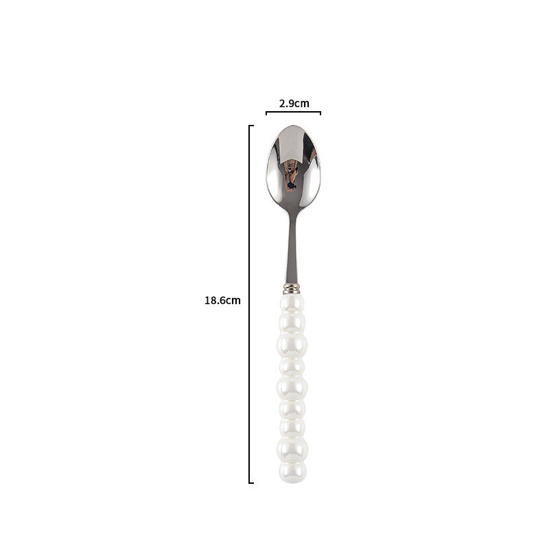 Ceramic Pearl Handle Knife Fork And Spoon Household Eating Soup Spoon Western Foodsteak Knife And Fork - Grand Goldman
