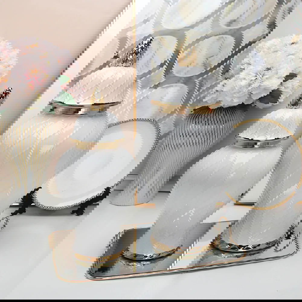 Ceramic Phnom Penh General Jar Rhombus Pattern Ginger Jar Storage Tank Vase with Lid Porcelain Handicraft Ornaments Decoration - Grand Goldman