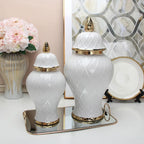 Ceramic Phnom Penh General Jar Rhombus Pattern Ginger Jar Storage Tank Vase with Lid Porcelain Handicraft Ornaments Decoration - Grand Goldman