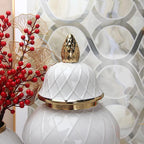 Ceramic Phnom Penh General Jar Rhombus Pattern Ginger Jar Storage Tank Vase with Lid Porcelain Handicraft Ornaments Decoration - Grand Goldman