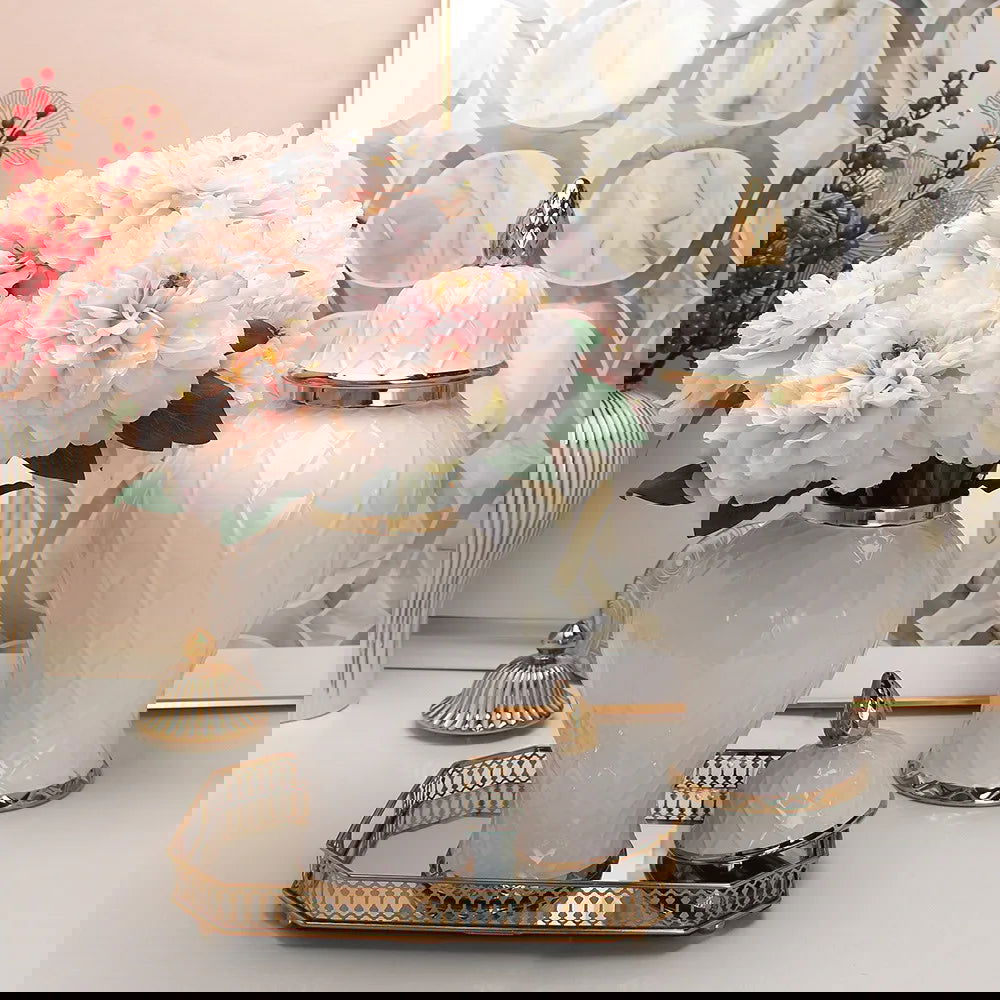 Ceramic Phnom Penh General Jar Rhombus Pattern Ginger Jar Storage Tank Vase with Lid Porcelain Handicraft Ornaments Decoration - Grand Goldman